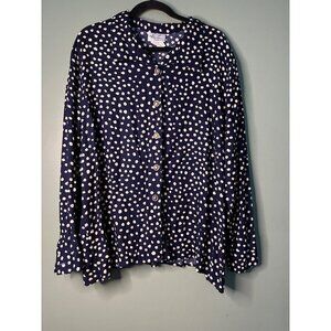 24W Polka Dot Blouse Navy Ivory | Kathy Lee Coquette Cottagecore Academia Y2K